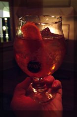 Old-Fashioned: Maison Rouge cognac VS, Evan Williams, bitters, citrus cordial, cherry.